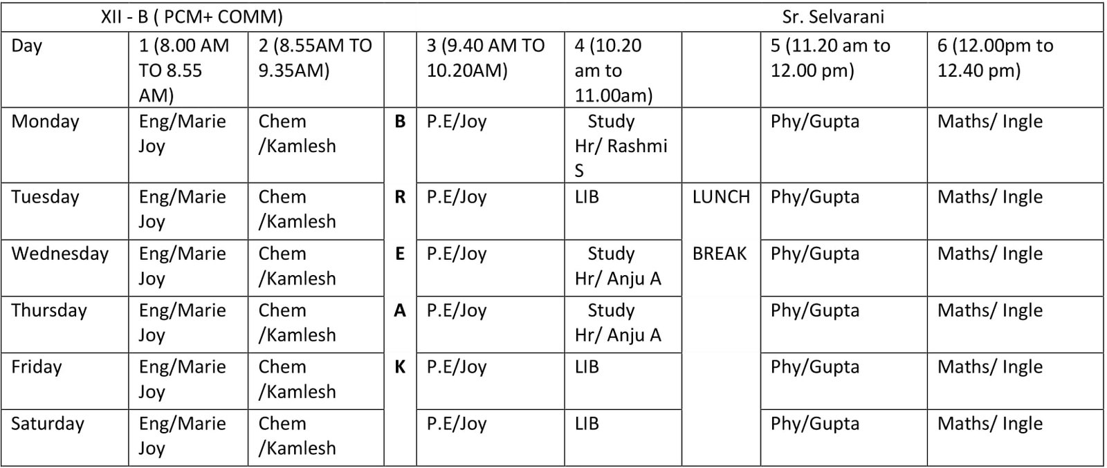 Time Table 2024-25